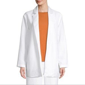 NWT Eileen Fisher White Notch Collar Open Front Lightweight Blazer size M